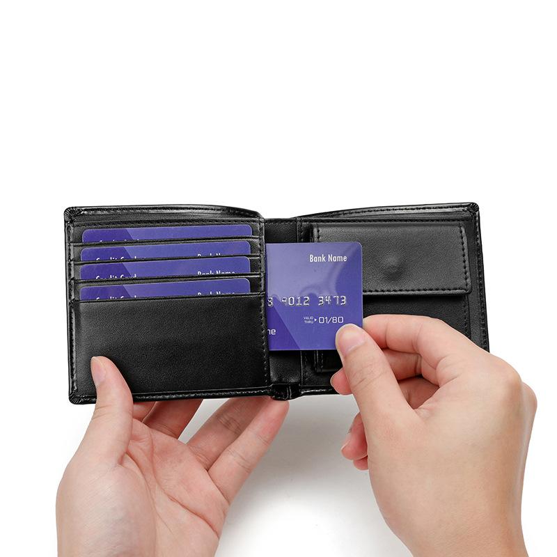 Men's Wallet, Two Fold Leather Wallet, Multiple Card Slots, Change Slots, Short Wallet Clip
