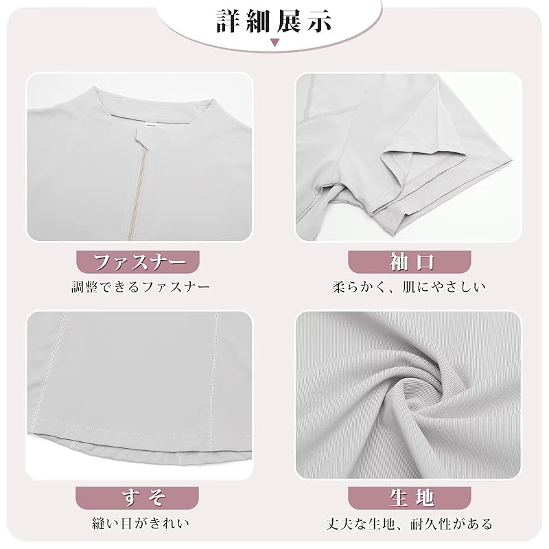 [Rovidorx] Yoga Wear Tops Half Zip Shirt Short Sleeve T-shirt Ladies Sports Training Running Wear Golf Wear Tennis Wear Sportswear Pilates Wear Gym