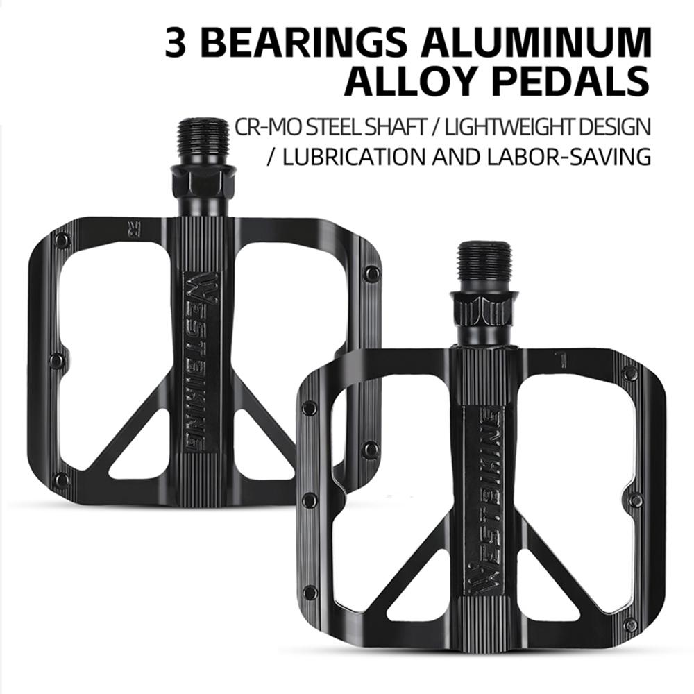 WEST BIKING YP0802126 1 Pair Bike Pedals Triple Bearing Aluminum Alloy MTB Bicycle Foot Pedals