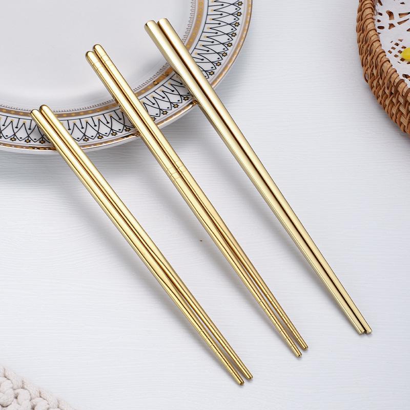 Semi-Square Stainless Steel Anti-slip Chopsticks - Hollow Design, Ideal for Hot Pot, Customizable Logo.