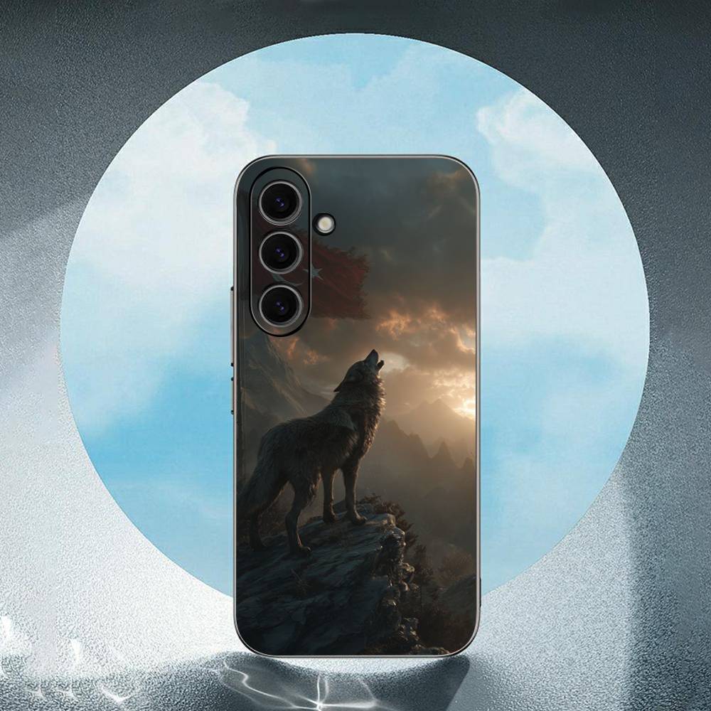 

Turks Wolfs-Turkeys-Flag For Samsung Galaxy S23 S24 S25 Ultra S22 Plus S21 Black Soft Case Waterproof Soft Case SamsungS24ULTRA