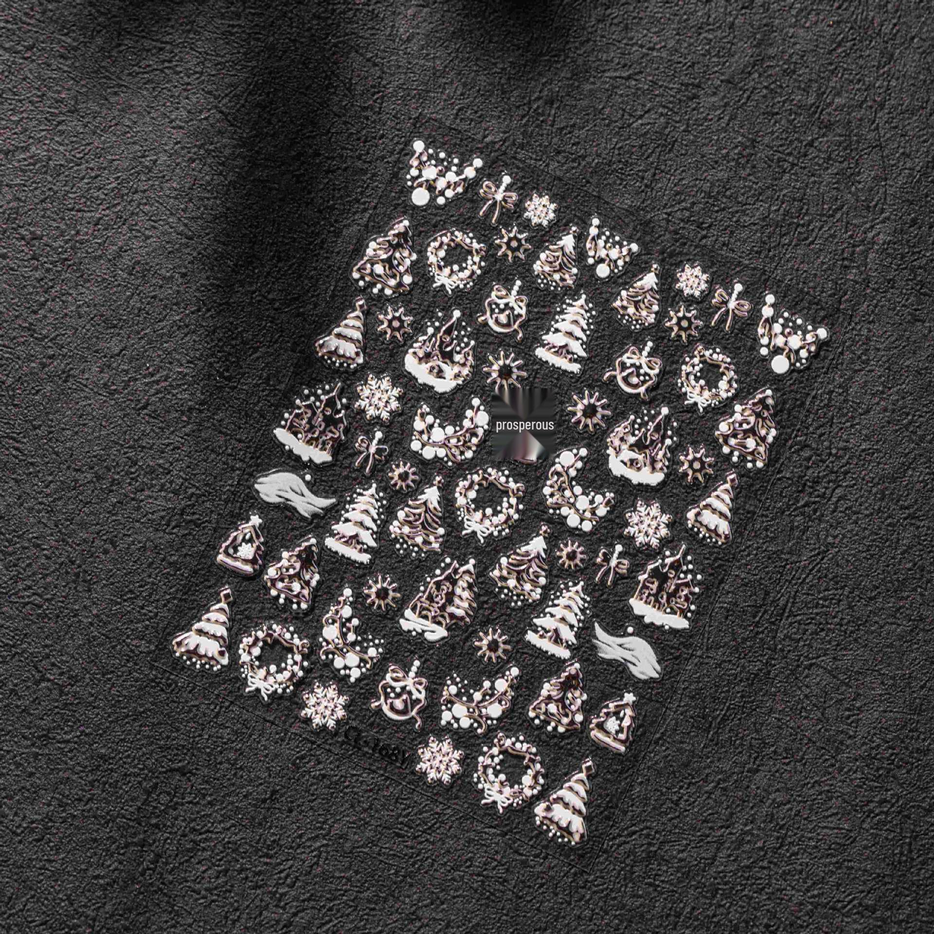 

American Christmas 6D Laser Nail Stickers: Embossed Sun & Snowflake Designs for New Year, Autumn, and Winter White Christmas CL-168Y