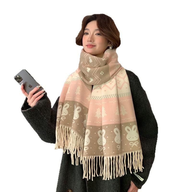 Autumn and Winter New Style Cute and Versatile Scarf for Students Cold Proof Neck Protector  High Value Shawl and Scarf for Women.