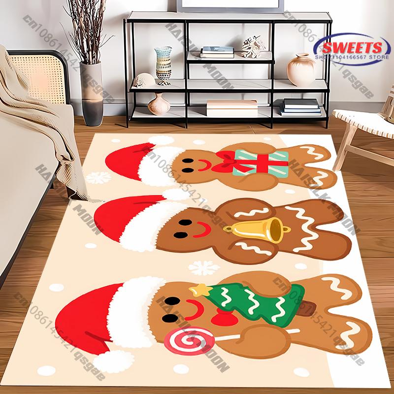

15 Size Christmas Gingerbread Man Print Carpet for LivingRoom Bedroom Kid s Room,Doormat Entrance Floor Decor Rug Christmas Gift 40x60cm (16x24in)
