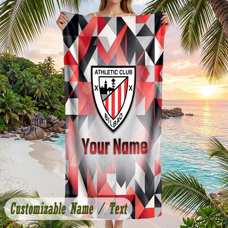 Beach Towel Athletic Bilbao FC Print Custom Name Text Soft Towel for Swimming Pool