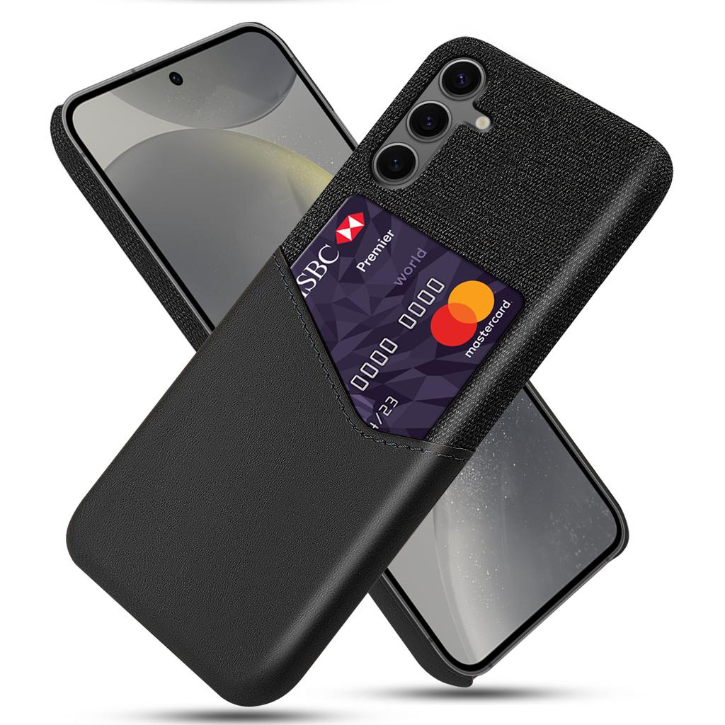 For Samsung Galaxy S24 FE Case Cloth Texture PU Leather Hard PC Card Slot Phone Cover