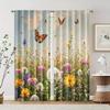 2 Pcs, Filtering Curtains (excluding Rods, Non-movable, Without Batteries) Dandelion Design