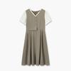 EICHITOO Faux Two-Piece Commuter Short-Sleeve Maxi Dress