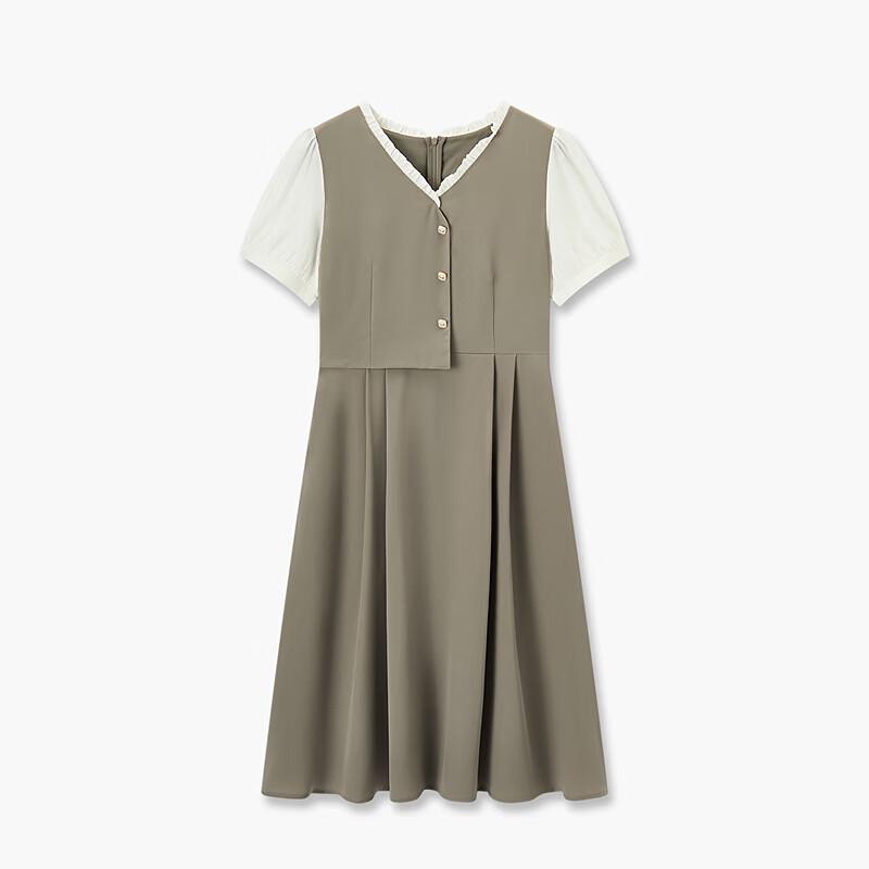 EICHITOO Faux Two-Piece Commuter Short-Sleeve Maxi Dress