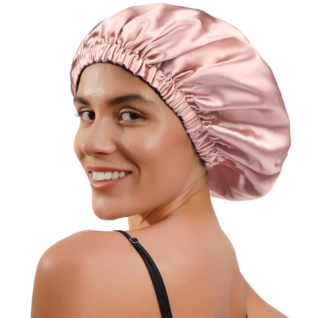 Real 100% Mulberry Silk Sleep Cap, 16 Momme, Double Layer, Adjustable Elastic Band, Postpartum Friendly.