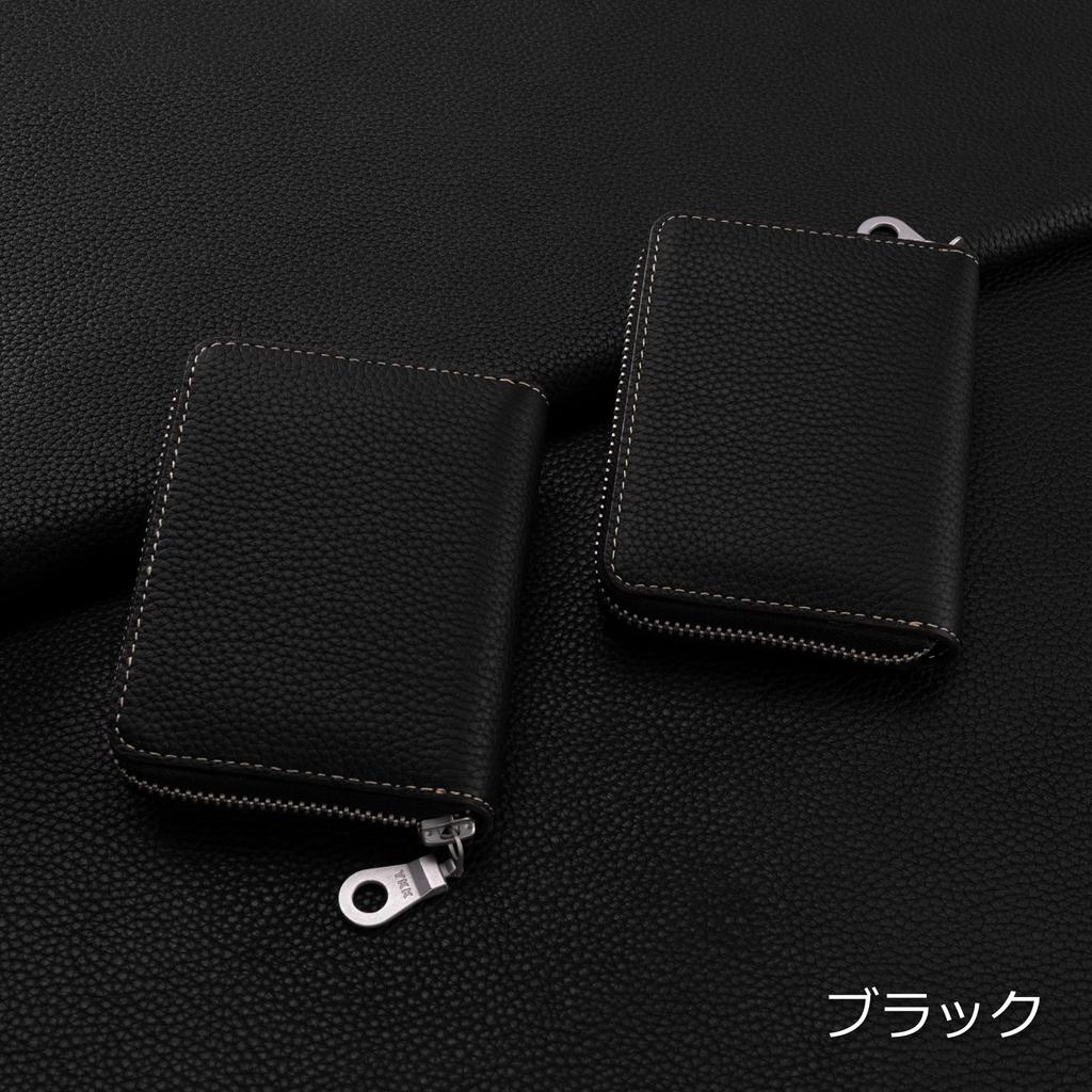 COGURE YKK Genuine Leather Compact Mini Wallet with Round Zipper, Coin Purse, Card Slots, and Box Included (COPZ-CP, Black) for Men and Women