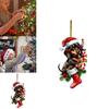 Acrylic Christmas Dachshund Car Pendant With Cute Cartoon Style For Auto Interior Decor