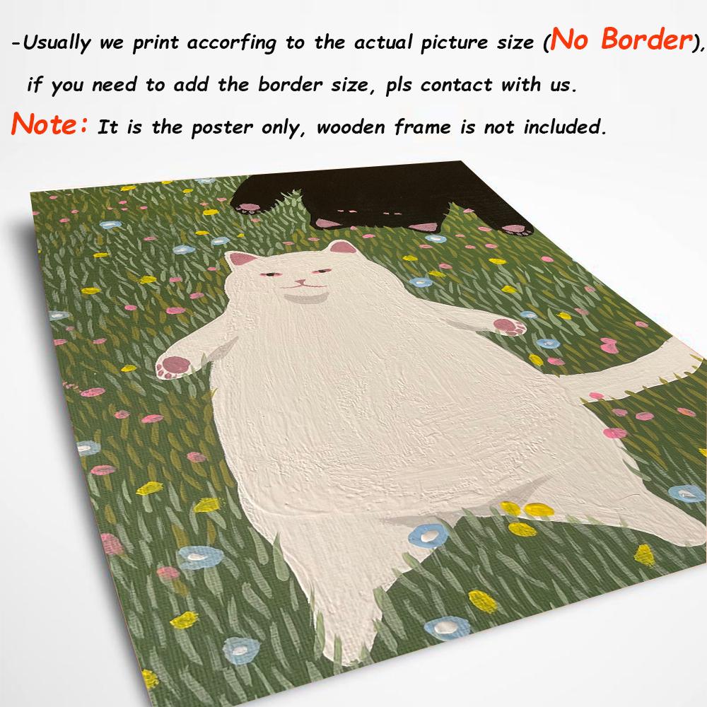 Abstract Green Plant Flower Black Cat Wall Art Canvas Painting Funny Posters And Prints Wall Pictures For Boho Living Room Decor