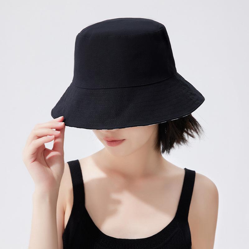 Plaid Wide-brimmed Bucket Hat Women's Summer Big Brim Showing Face Small Sun Hat Sun Protection Hat Basin Hat