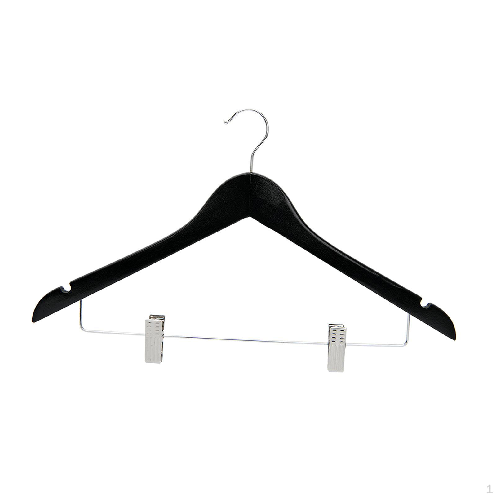 Набор деревянных вешалок с зажимами для организации гардероба Black