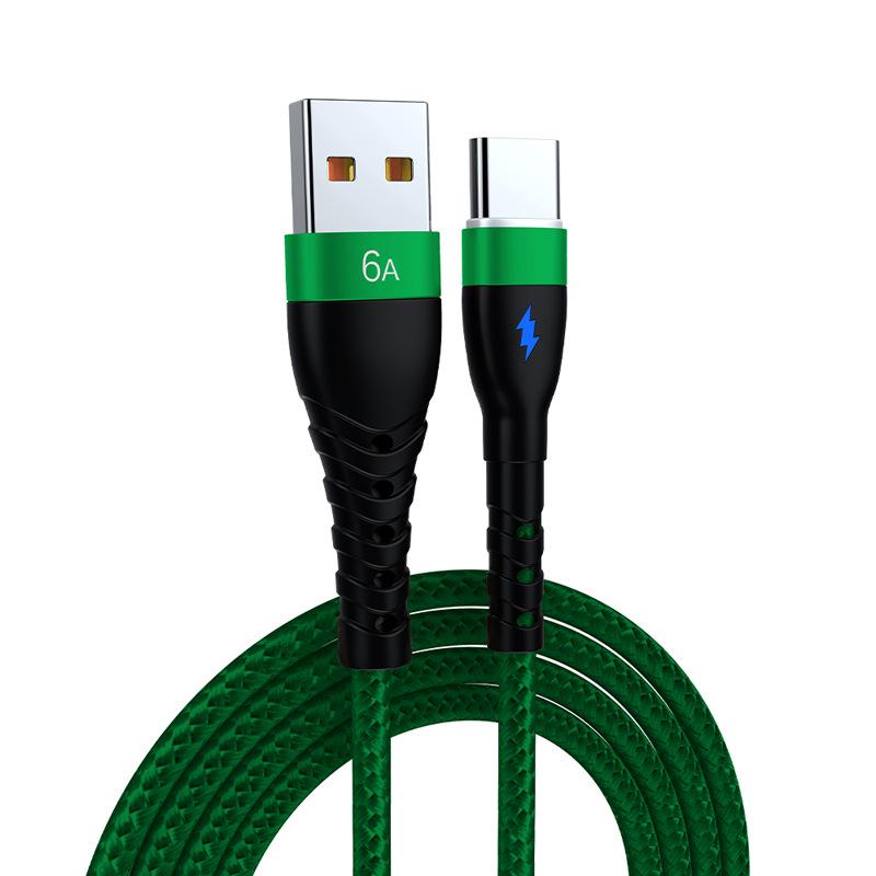 120W Braided Super Flash Type-C Charging Cable for Huawei, Vivo, Oppo, Honor