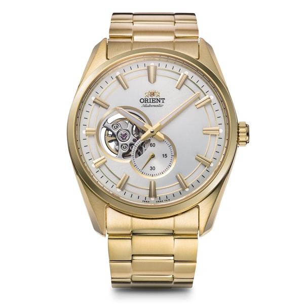 

ORIENT Men s RN-AR0007S (Contemporary Semi-Skeleton Men s Metal) Round Watch Silver Stainless Steel