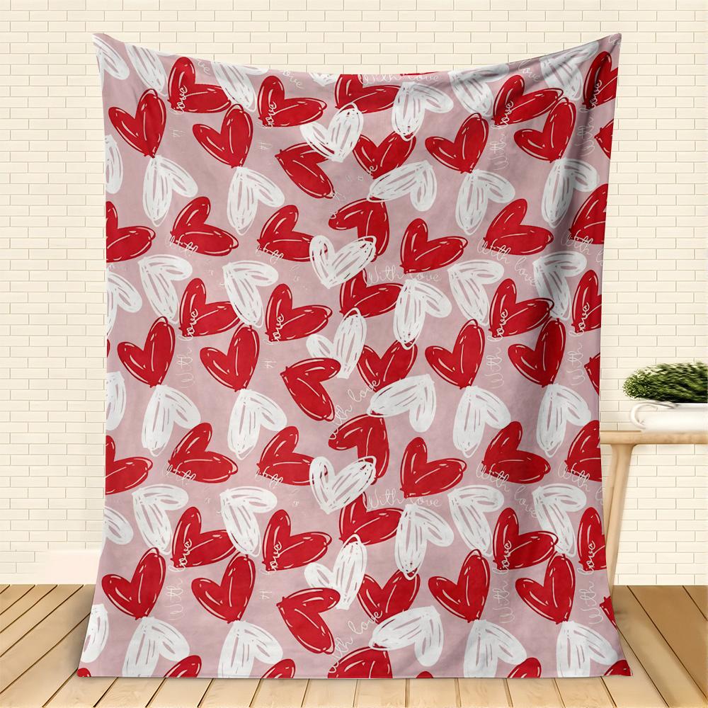 1 STKS cadeaus Deken Roze Rood Wit Hart plaid voor Jubileum Verjaardagscadeaus Zoet Romantisch Cadeau Festivalcadeaus het hele jaar door gebruik