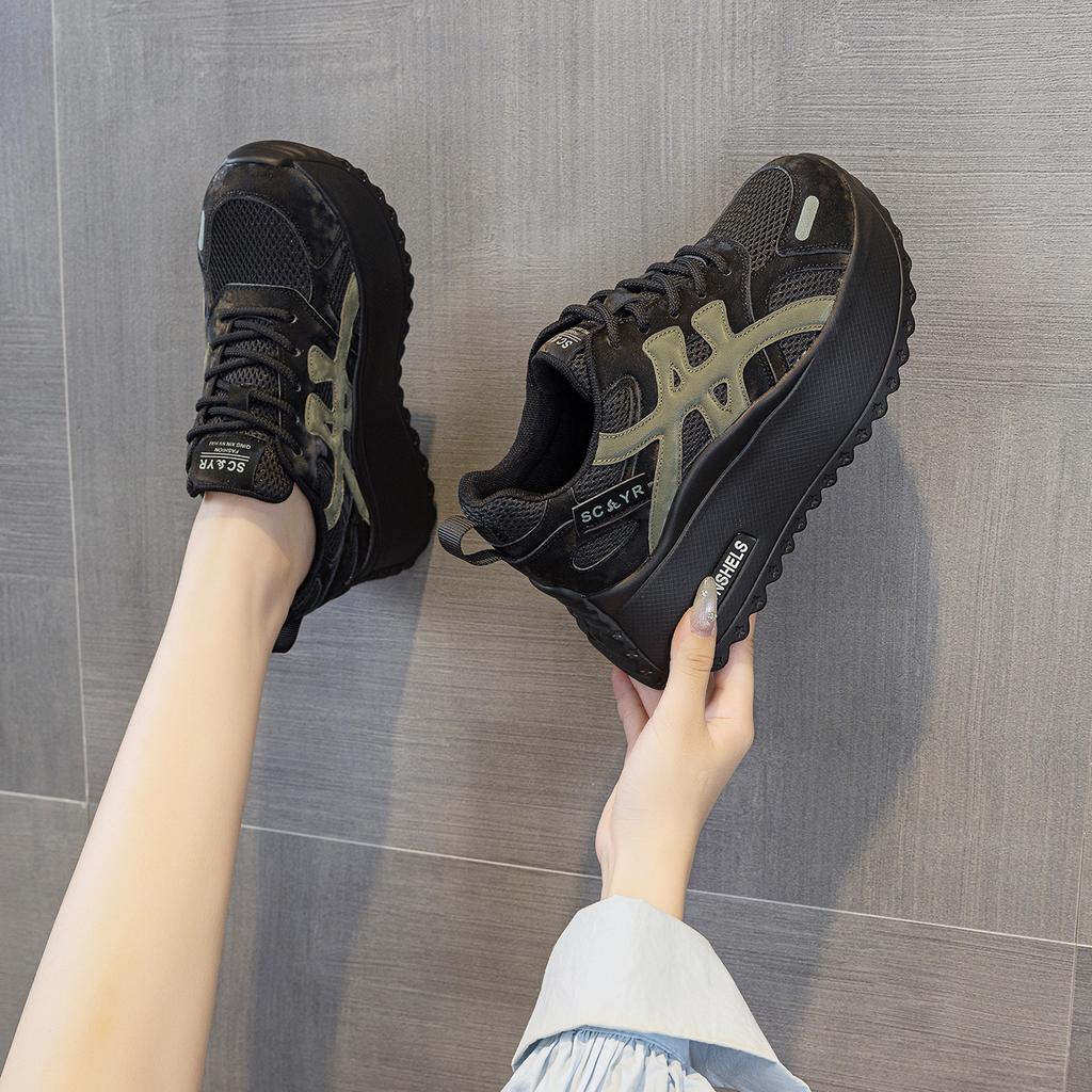 Thick-soled small Forrest Gump shoes women's 2025 autumn new light luxury explosion casual fashion heightening sports little white shoes