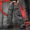 Y2k Ropa de Trabajo Pesada Compleja Jeans Casuales Pantalones de Mezclilla Cintura Alta Pierna Recta Ancha Jeans Harajuku Hip Hop Ropa para Mujer