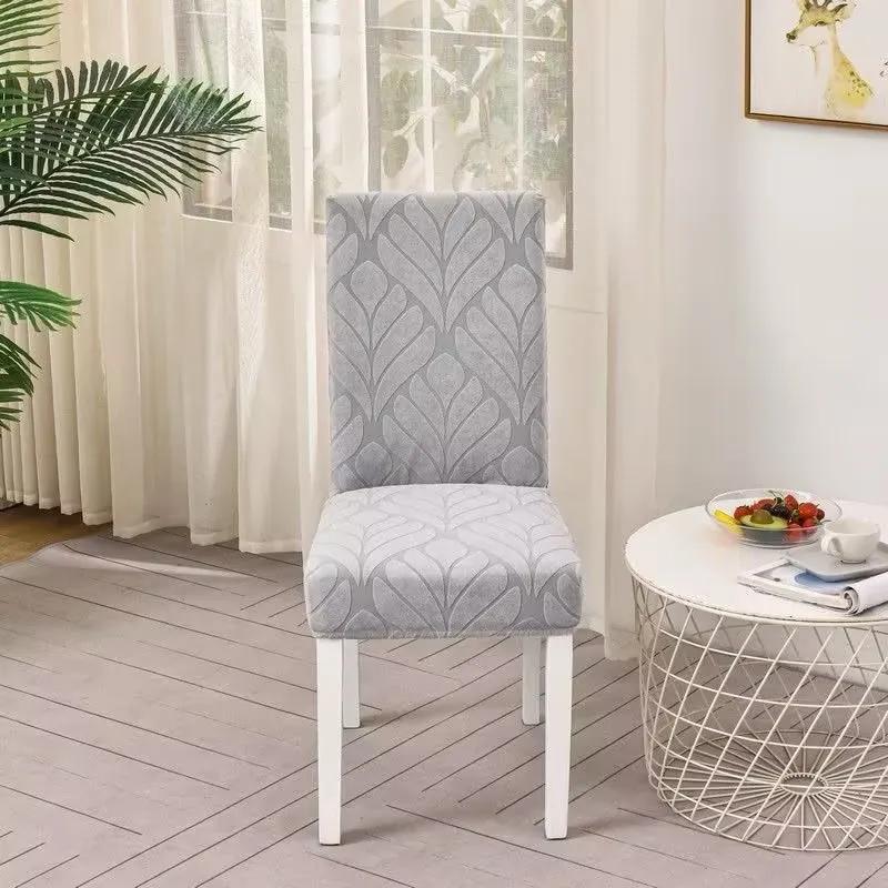Leaf Jacquard Dining Chair Cover All-Inclusive Chairs Slipcover Elastic Non-Slip Seat Protector For El Wedding Banquet Party