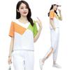 Plus Size Color Block Two-Piece Sportswear Set: Short Sleeve T-shirt & Jogger Pants