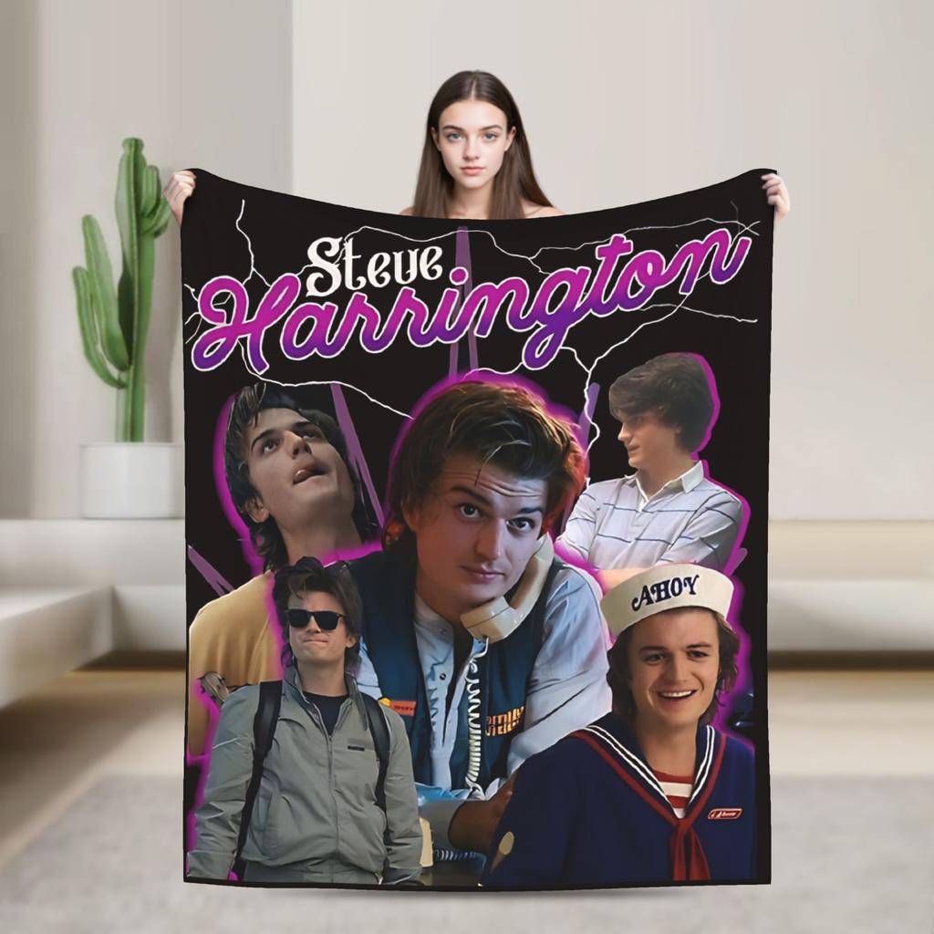 Steve Harrington Tv Series Blankets Warm Soft Funny Plush Throw Blanket For Chair Travel Office Flannel Bedspread Bed Cover