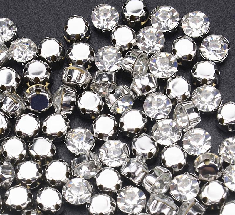 White Color Sew on Stones Rhinestone Flat Back 2D Shape Claw Loose Crystal Strass for Clothing Shoes Accessories