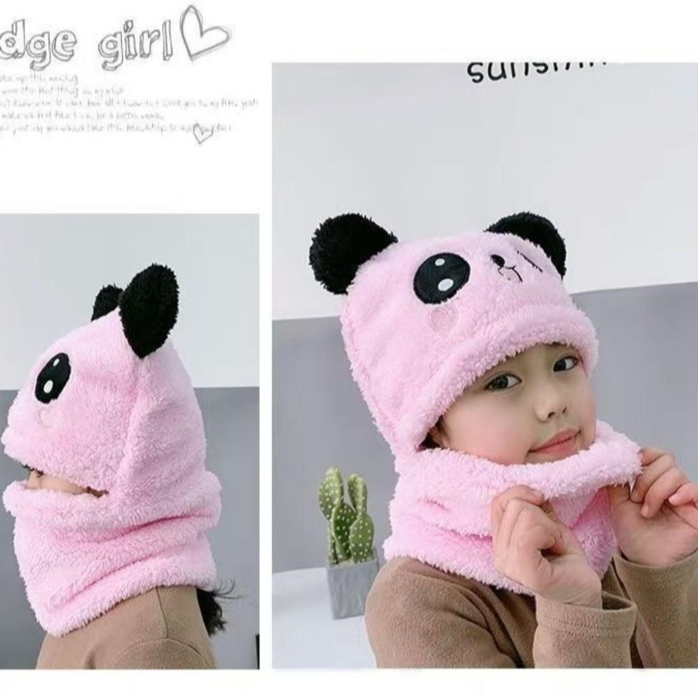 Fleece Children Beanie Caps Cartoon Warm Bonnet Scarf Fashion Kids Plush Hat  Toddler