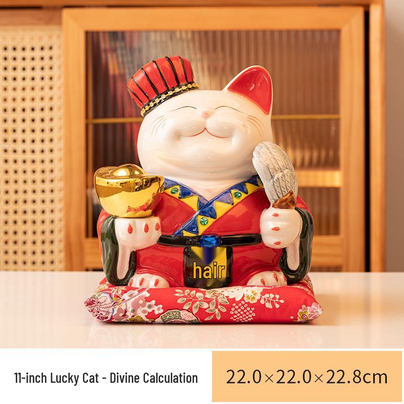Lucky Cat Ceramic Piggy Bank | Creative Japanese Ornament | Cute Mini Gift for Birthdays or Store Opening
