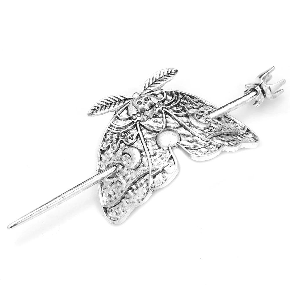 Vintage Nordic Metal Hollow Butterfly Hair Stick For Women Men Fashion Silver Color Viking Amulet Handmade Alloy Hair Accessory
