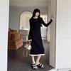 High-End Long Sleeve Knit Sweater Dress - Women's Mid-Length Casual Outerwear