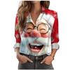Women's Christmas Blouse Cute Funny Santa Blouse Elegant Fashioin Long Sleeve Shirt Casual Lapel Holiday Wear Fall Winter Daily