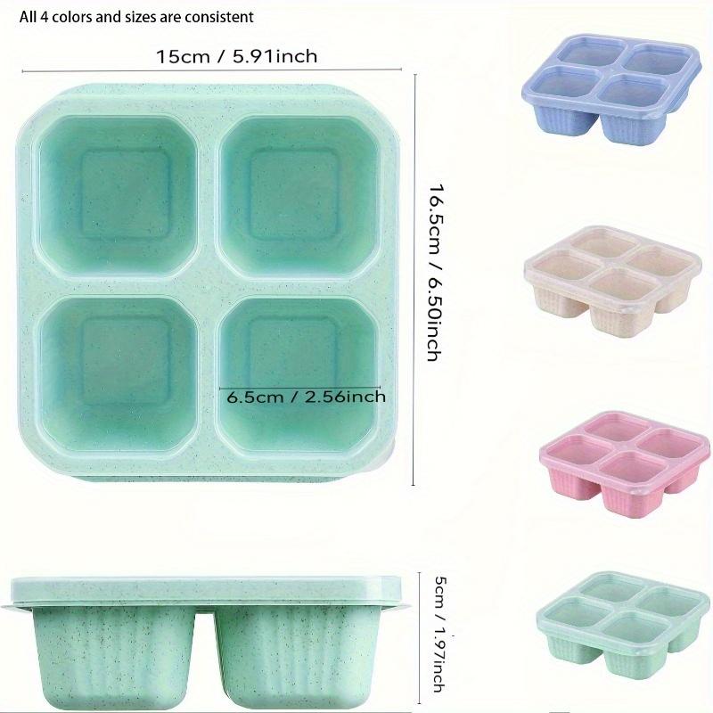 4 SZTUK Kwadratowy Dzielony Pudełko Bento Wielorazowy 4-przegródkowy Pojemnik na Żywność Przekąski Orzechy Z Pokrywką Pudełko Śniadaniowe ze Słomy Pszennej Artykuły Kuchenne