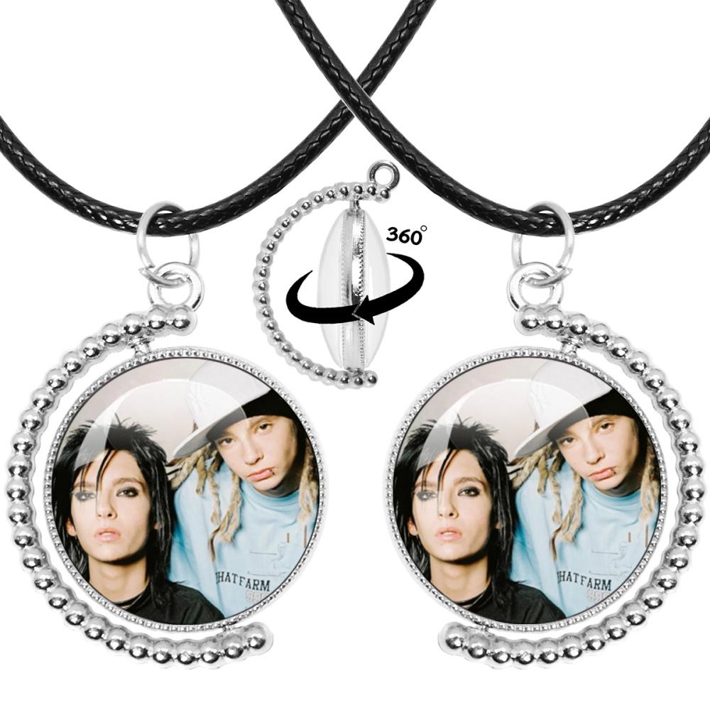 Neue Halskette Tokio Hotel Retro Rockband Pop Bill Kaulitz Band Glas Doppelseitig Drehbar Anhänger Halskette Schmuck Anhänger Fans