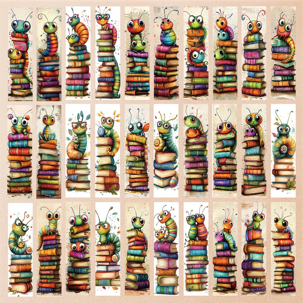 

32 шт., Абстрактная закладка-книжный червь, Сезон возвращения в школу, Рождество, Хэллоуин, Подходит для учителей, читателей и дней рождения.