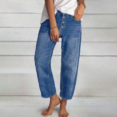 Women's High Waist Washed Women's Jeans Fashionable Versatile Straight Leg Pants