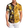 Men's Casual Loose Fit Short Sleeve Button Down Shirt Beer Festival Print Lightweight Breathable Fabric Summer Style