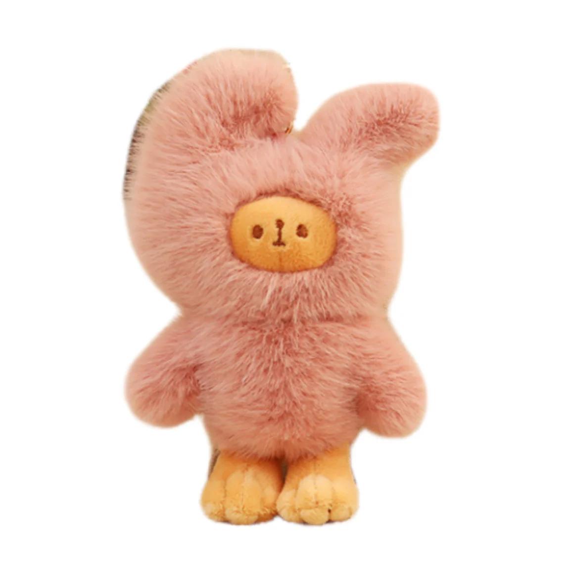 

Мягкая игрушка-подвеска в виде пушистого кролика, плюшевая игрушка-симуляция животного, коричневого белого кролика для детей, милая кукла, украшение для сумки, кулон в подарок 20cm Pendant розовый