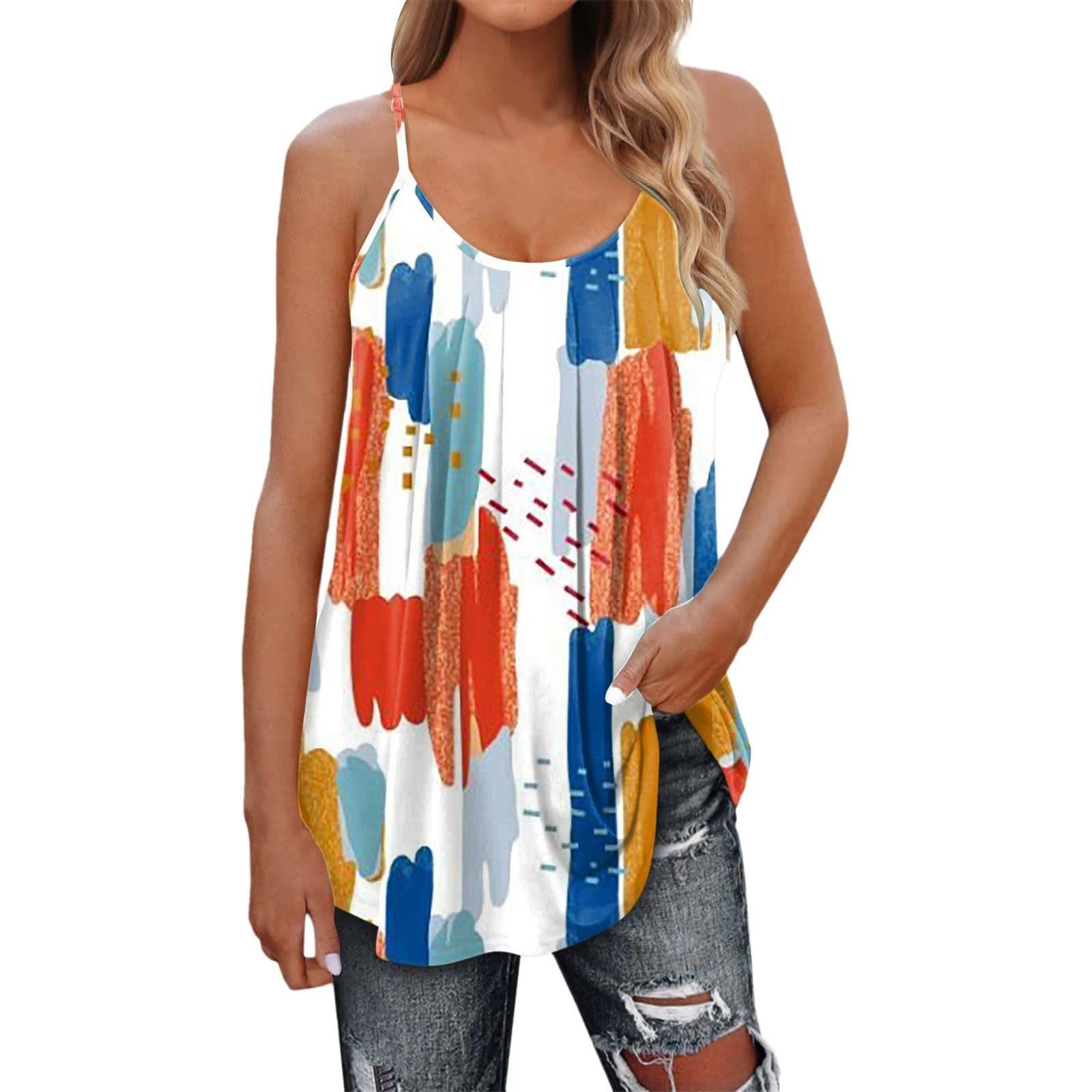 

Женская майка с круглым вырезом, повседневная футболка без рукавов с принтом и регулируемым верхом XL оранжевый