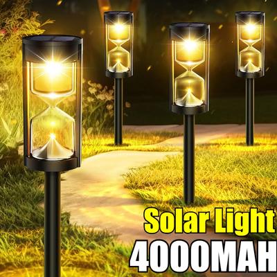 4000mah Solar Hourglass Lawn Lamp IP65 Waterproof Garden Flashing LED Landscape Light for Outdoor Patio Lighting Ground Plug Lamp