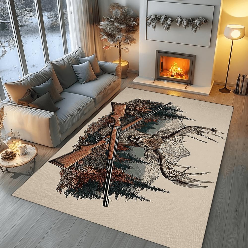 

Retro Deer Pattern Carpet Mat - Nordic Style Home Decoration Carpet Suitable for Living Room Bedroom Animal Printed Floor Mat 40x60cm