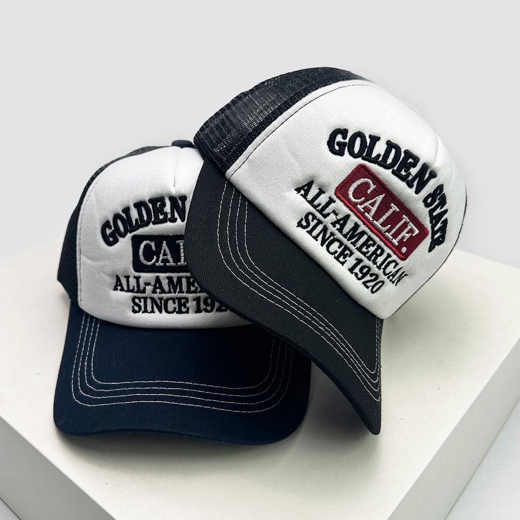 New Unisex American Hip-hop Letter Embroidery Baseball Hats Sunshade Color Block Breathable Street Trucker Caps Versatile Mesh