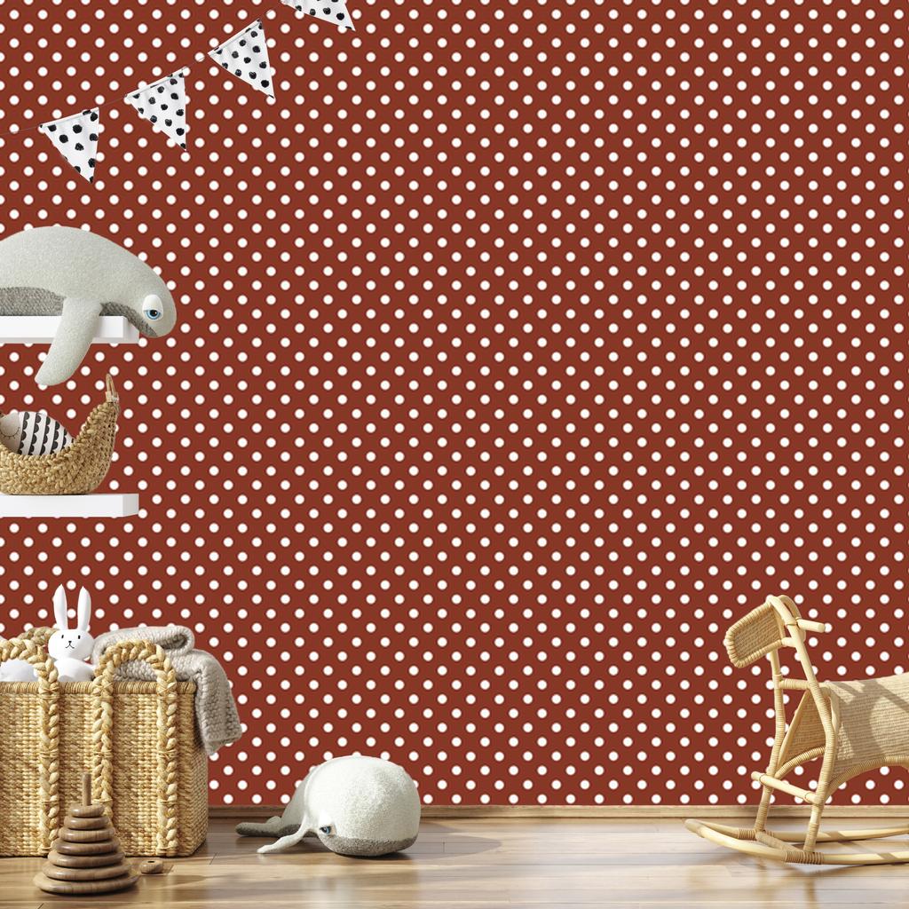 Dots Wallpaper, top red, bottom red for Living Room and Bedroom, 50x1000
