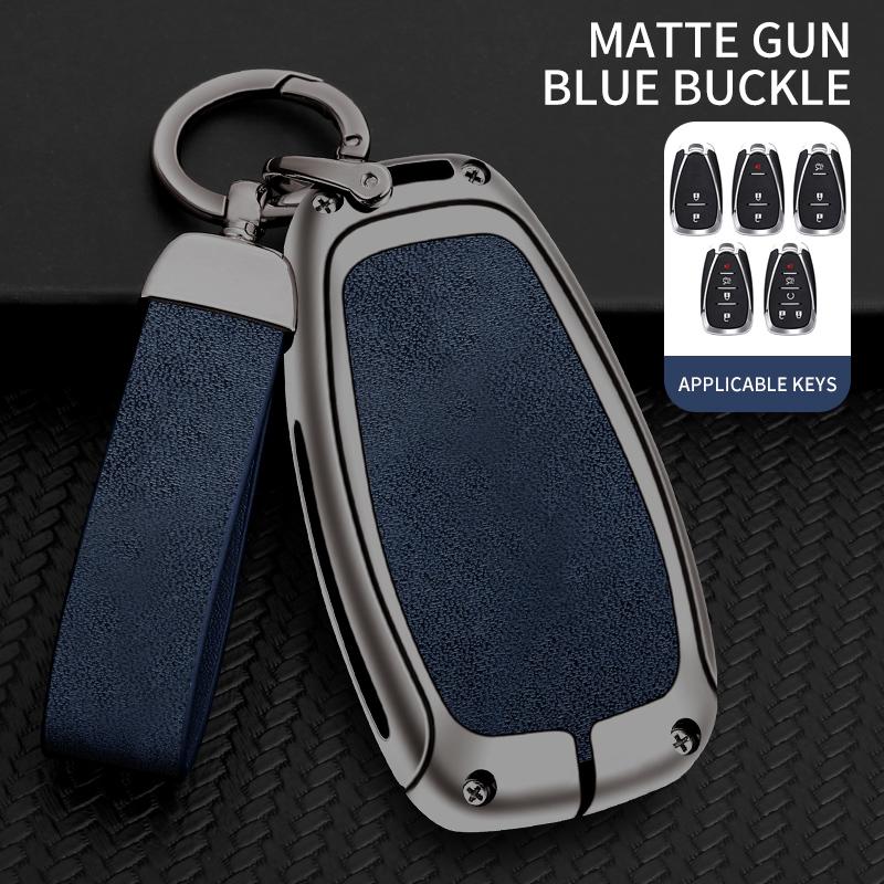 

Шкіряний чохол для ключів від автомобіля для Chevrolet Onix Equino Orlando Cruze Spark Sonic Camaro Volt Bolt Trax Malibu Blazer Traverse Seeker синій