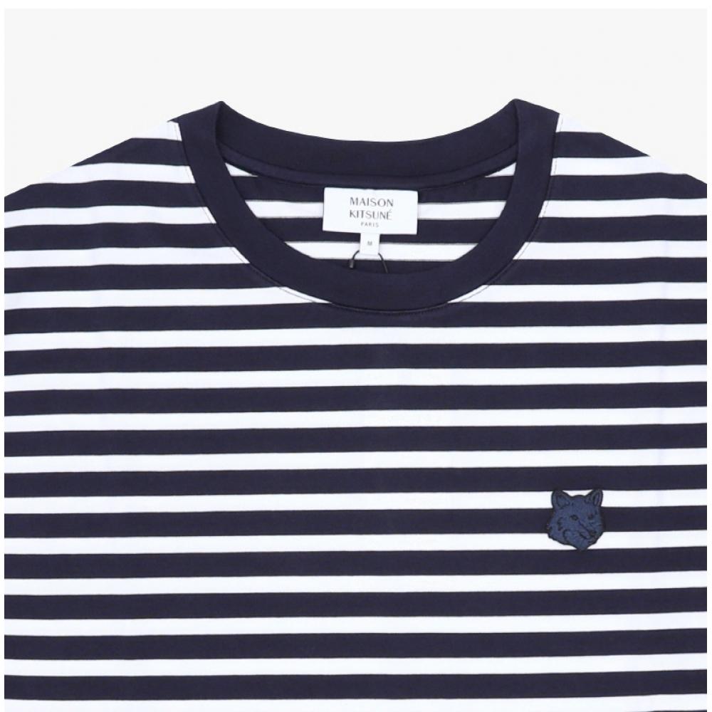 MaiSon KiTSune Men S Long Sleeve T ShirT Bold Fox Head paTch STripe Pm00122kj004