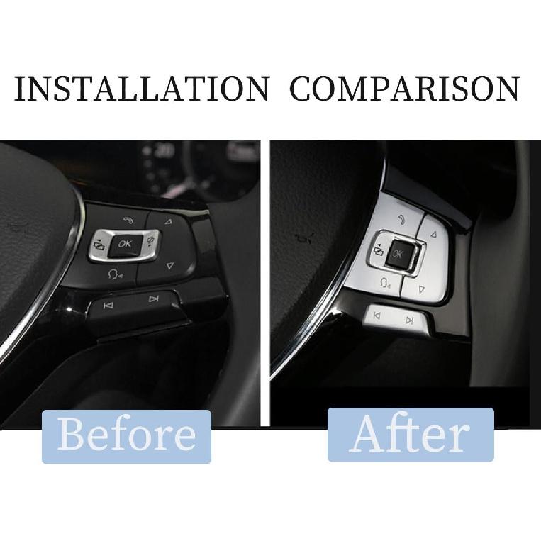Compatible with VW Volkswagen Golf MK7 Passat B8 Tiguan Arteon Car Steering Wheel Acc Button Switch Volume Button Trim Cover Sticker (Button with CNL