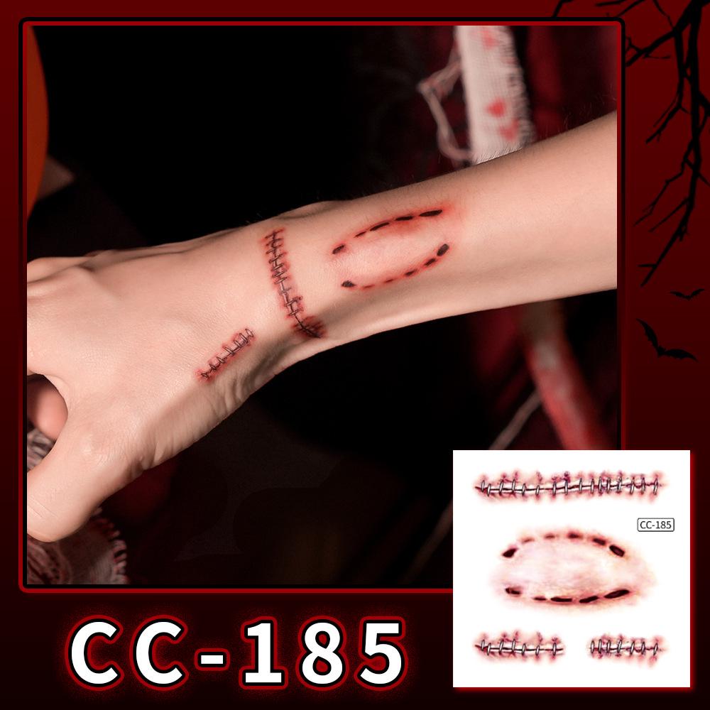 Nuovi Tatuaggi Impermeabili di Halloween Horror Cicatrice Faccia - Adesivi Trucco Opachi per Feste Festival