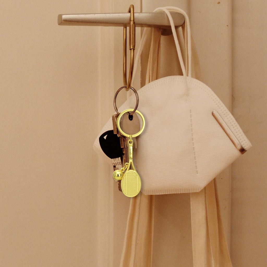 Sporty Zinc Alloy Keychain Featuring Hollowed Tennis Racket Designs Vacuum Electroplated Finish Collector's Accessory