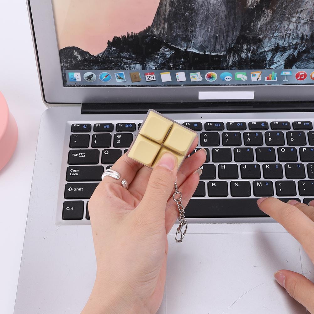 4 Buttons Keyboard Fidget Keychain Decompression  DIY Fidget Button Keycap Fidget Keychain for Gifts To Pass The Boring Time